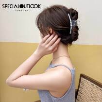 Shark clip Pearl hairclip back of the head grab clip female Korean French retro elegant half tie bath hair hair accessories