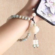 Hand-woven Chinese style mobile phone anti-lost rope mobile phone chain female wrist short phone case pendant Shoushan stone lanyard