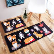 Shiba inu cartoon suede floor mat bedroom door mat bedside