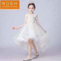 roeh kids dress princess dress white girl fluffy piano costume flower high end wedding dress