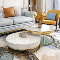 Light luxury marble round coffee table lover a few post-modern simple living room creative coffee table stainless steel small apartment coffee table
