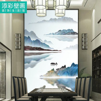 Entry entrance corridor corridor high-definition Three-dimensional blue landscape environmental protection wallpaper large mural vertical background wall cloth