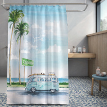  Bathroom punch-free curved shower curtain rod set Bathroom door curtain bath partition curtain tarpaulin toilet curtain