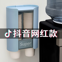 Water cup thickened wall-mounted commercial disposable cup shelf shelf Coke cup self-collection plastic automatic storage