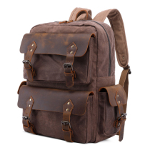 Qiguxi backpack men's American canvas backpack men's outdoor travel bag computer schoolbag trend college schoolbag