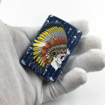 ZIPPO kerosene lighter new six-sided color printing matte paint Indian chief skull mens gift
