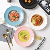 Straw hat plate dish plate Home ceramic creative net red plate Spaghetti salad plate Nordic style ins Western plate