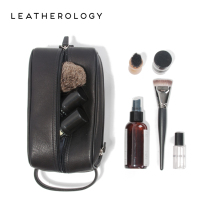 Leatherology Genuine Leather Wash Bag Mens Portable Travel Makeup Bag Carry-on Small Number Hand Holding Handbag
