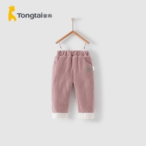 Tongtai autumn and winter 1-4 years old infants and women baby trousers casual out thick cotton pants pants