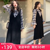 2021 new spring and autumn large size womens clothing fat mm fat age reduction Western style two-piece suit dress fried street net red tide