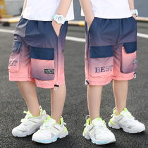 Childrens clothes boy summer fit pants 2022 New CUHK Boy Summer Mid Pants Boy Thin tooling Seven-minute pants
