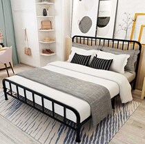 Nordic iron bed single reinforced black 1 8 meters 1 5 White simple thick single-layer iron bed B & B iron frame bed