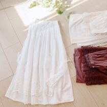 Day Lace Dress Sensonian Cotton Linen Half Body Dress Spring Summer Women 2022 New Middle And Long Style Small Frescoed Half Skirt