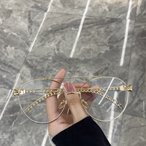 Original Wind Sink Pilot Glasses Frame Large Frame Anti-Blue Light Radiation Protection Glasses Woman Round Face Vegan Red Ins Tide