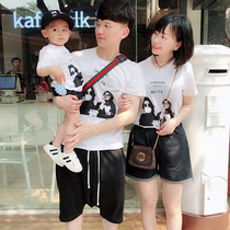 Parent-child summer short-sleeved white t-shirt a family of three or four 2021 new trendy style net red mother and daughter mother and son outfit