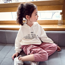 Girls  autumn sweater new Korean version of the little girl hoodie long-sleeved spring and autumn childrens letter printing top