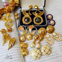 Overseas Vintage Comeback Antique Jewelry and America Middle Ages Gorgeous Gold Plated Temperament Classic Paragraph 100 Hitch Earrings Earrings