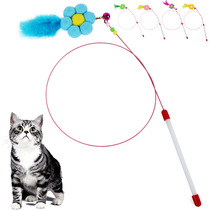 Pet Kitty Feather Bell Peppers Teasing Cat Stick Kitty Wire Colored Teasing Cat Rod Pets Teasing Cat kitty Toys