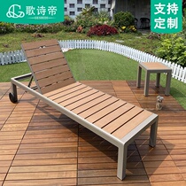 Beach chair Outdoor deckchair Pool deckchair Balcony Courtyard Leisure pool deckchair Folding outdoor WPC deckchair