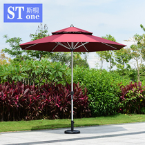 Outdoor beach umbrellas midcolumn umbrella table and chairs Combined courtyard garden Leisure large umbrella Coffee shop Milk Tea Shop Outside of the Terrace Parasol