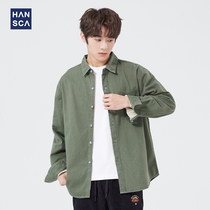 Hanska long sleeve shirt mens 2022 spring new loose 100 hitch jacket trending casual handsome jacket