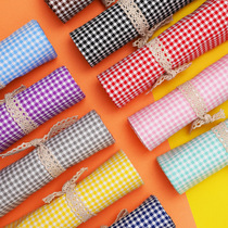 Plaid fabric pure cotton Ins rainbow plaid decorated clothing Curtain Table Cloth Background Cloth Handmade DIY Full Cotton Fabric