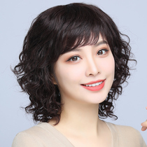 Wig woman short curly hair elderly mother short hair type real hair style headgear full headgear wig sets female real hair