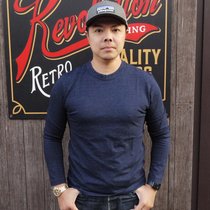 Old Chen Japan Pure Blue Japan Blue Japan Blue house LS5011 Tianzhu cotton long sleeve round neck tee shirt