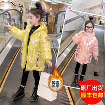 Girls cotton-padded clothes 2020 new winter Korean bread cotton-padded clothes girls no-wash bright leather foreign-style down padded jacket