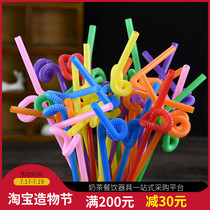 Disposable DIY plastic art straw Bendable shape Juice drink straw Multicolor