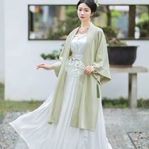 Chinese clothes improved commute (crossover) womens summer Chinese style Song long-sleeved dry temple half-sleeved long shirt student cabbage set