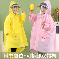 Childrens raincoat Kindergarten primary school student raincoat waterproof full body with school bag children go to school rainproof cartoon raincoat