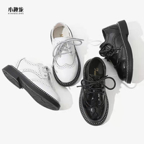 Autumn children's leather shoes pupil black and white British style boy walk show boy gentleman retro soft bottom shoes