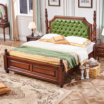 American solid wood bed Master Bedroom 1 8 meters retro Roman column soft bed double bed air pressure high Box Storage Bed 1 5 meters