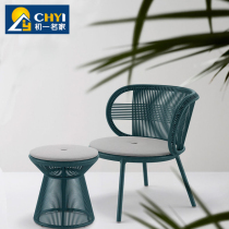 Outdoor table and chair courtyard rattan chair outdoor leisure cafe rattan simple open-air garden sub-balcony creative coffee table