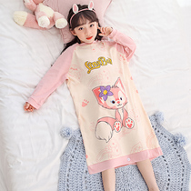 Childrens pajamas womens spring and autumn boys and girls pure cotton new 2022 home clothes sleeping bag nightdress baby fox