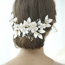 Cute bride new European and American leather cut flowers handmade creative bridal plate hair headdress wedding dress