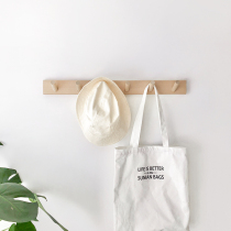 Solid wood hook wall hanging porch clothekey log inside door-free punch hanging frame bedroom in wind hook