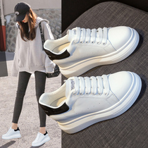 Thick Bottom Small White Shoes Woman New 2021 Spring Exploits Shoes 100 Hitch Genuine Leather Sports Casual Board Shoes Inside Heightening Womens Shoes