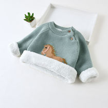 Baby sweater boy thickened velvet coat girl sweater newborn baby knitwear baby sweater