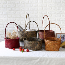 Hand woven containing basket Woven Hand Busweed Choreographer Creative Home Containing Basket Flower Basket Water Fruit Basket Storage Basket