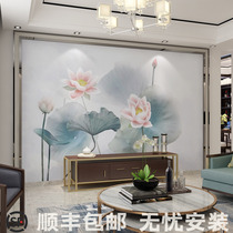 New Chinese Lotus living room TV background wall wallpaper film and television Wall mural conference room wallpaper custom wall cloth
