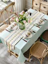 Simple dining table set rectangular coffee table light luxury Nordic American tablecloth cotton linen hipster ins table flag