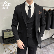 Mens suit suit suit British style retro rebuttal suit male three-piece set slim handsome groom wedding dress
