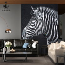 Cats eye glass mosaic entrance background wall tile simple modern zebra cut painting puzzle living room mural
