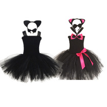 Halloween Children Clothing Girl Clothing Girl Fluffy Dress Cat Child Cosplay Suit Black Kitty Dress