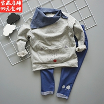 Broken clearance autumn mens baby triangle sweater casual imitation denim trousers three-piece set long sleeve T-shirt