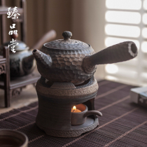 Handmade coarse pottery side pot teapot small kung fu tea set single pot Japanese pottery hammer pattern retro original mine pot home