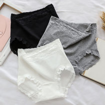 White underwear ladies high waist cotton girls big size fat mm belly lift hip triangle pants over navel autumn and winter