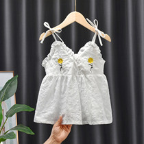 2022 Summer new paddie girl embroidered harness baby embroidered with undershirt foreign air vest children thin blouses